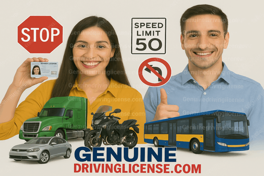 Genuine government-registered driver’s license – buy, renew, replace, or exchange foreign license – REAL ID and enhanced license options – suspended license reinstatement – authentic, legal, and verifiable Class B licenses for USA, Canada, and Europe – secure 5-day delivery from Genuinedrivinglicense.com
